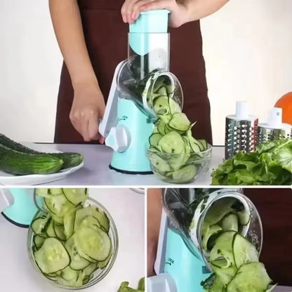 Kitchen Vegetable Chopper with 3 Sharp Drums Machine Rotary Hand Cranked Shredder Vegetable Cheese Slicer Household Kitchen Tool