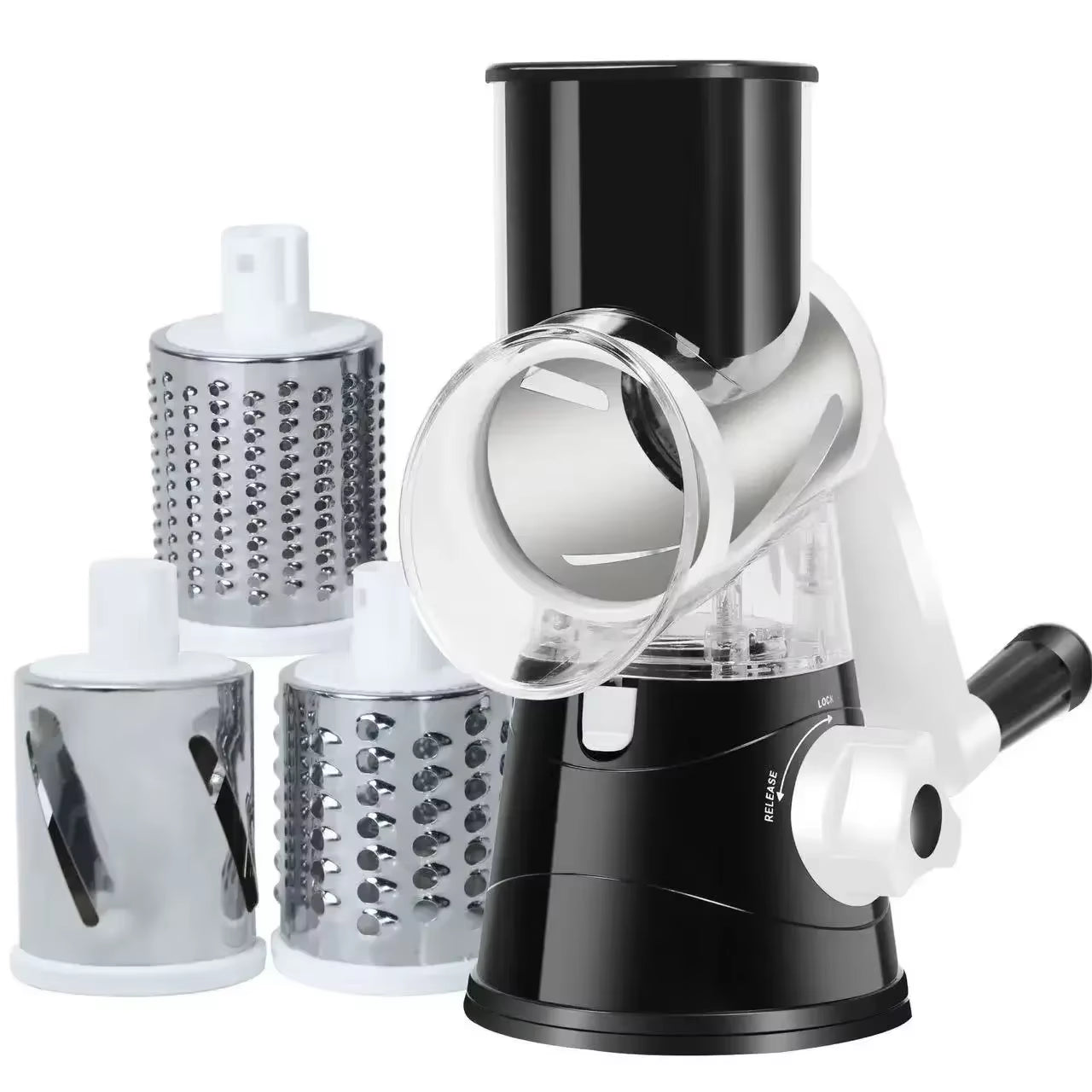 Kitchen Vegetable Chopper with 3 Sharp Drums Machine Rotary Hand Cranked Shredder Vegetable Cheese Slicer Household Kitchen Tool