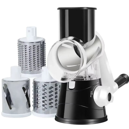 Kitchen Vegetable Chopper with 3 Sharp Drums Machine Rotary Hand Cranked Shredder Vegetable Cheese Slicer Household Kitchen Tool