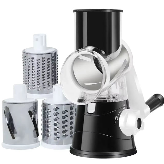 Kitchen Vegetable Chopper with 3 Sharp Drums Machine Rotary Hand Cranked Shredder Vegetable Cheese Slicer Household Kitchen Tool